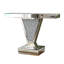 Console en miroir à écrasement de diamant, table de canapé moderne en verre réfléchissant pour hall d'entrée, table d'appoint rectangulaire en forme de V pour le couloir du salon