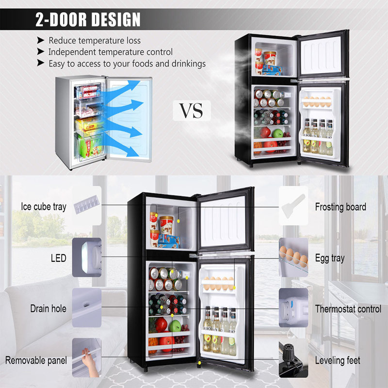 Norbi 3.5 Cubic Feet Freestanding Mini Fridge, Black