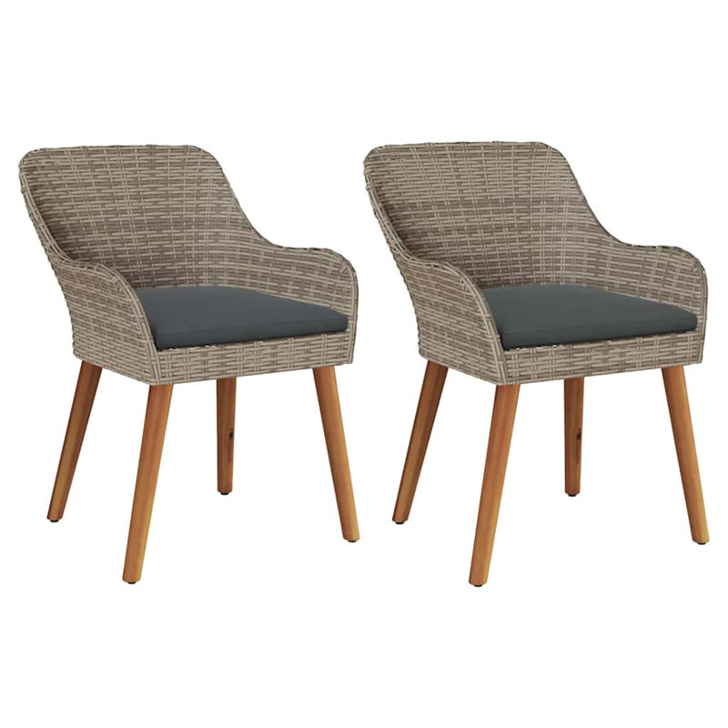 Chaise de jardin vidaXL 2 pièces en poly rotin noir 62,5 x 55 x 82 cm, Noir