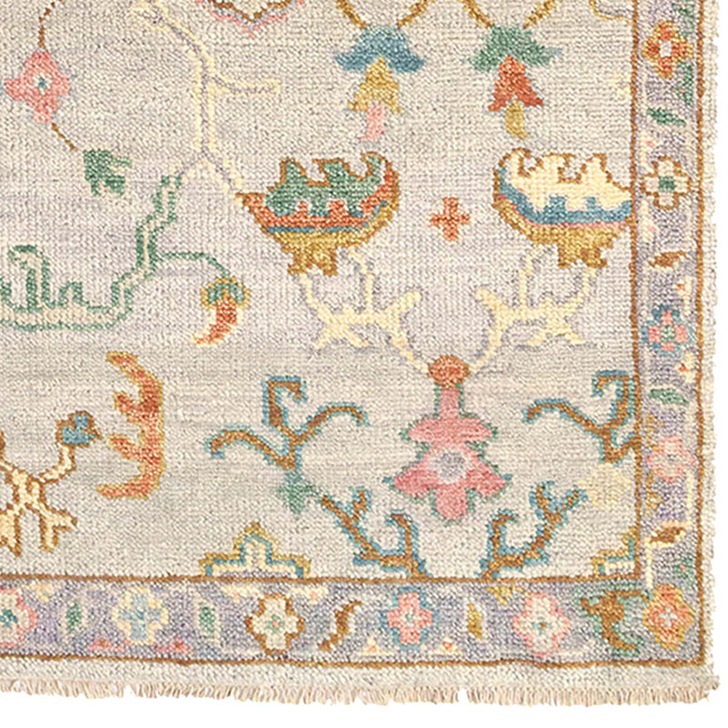 Elan Hand Knotted Wool Oriental Area Rug in Azure, Rectangle 5' x 8'