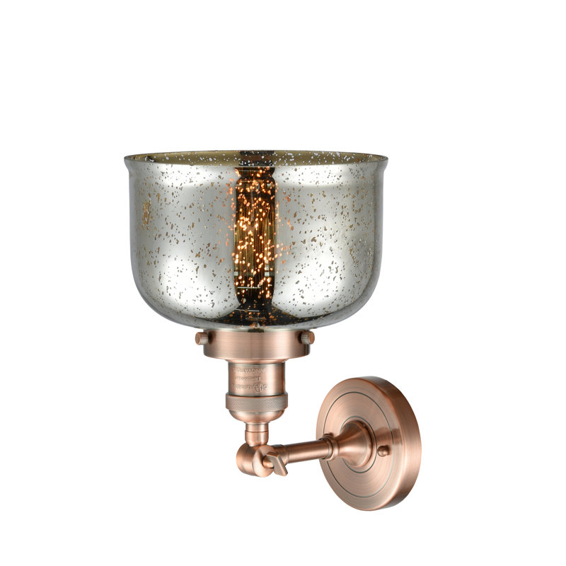 Handley Glass Semi Flush Mount, No Bulb Included, Antique Copper, Silver Mercury