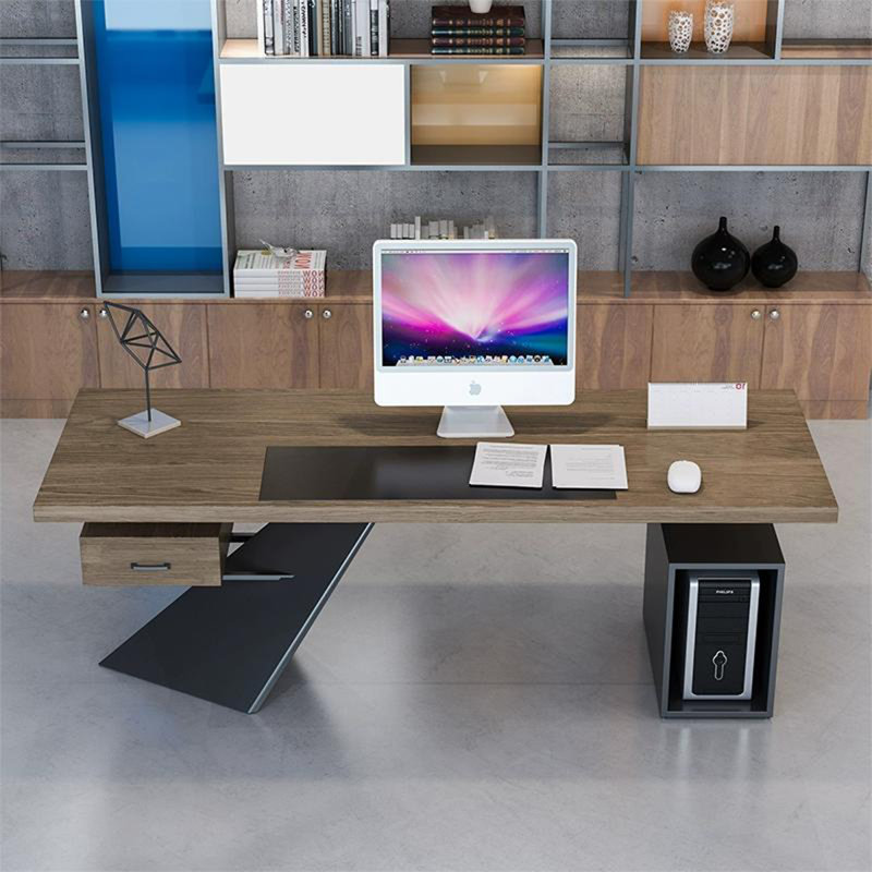 78.74" Wood colour+Black Rectangular Solid Wood+Iron desks, 29.53" H x 70.87" W x 27.56" D