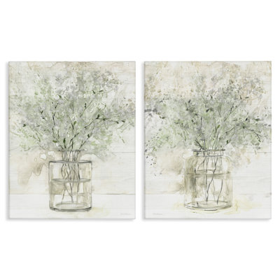 «Country Florals Delicate Blooming Bouquet», ensemble de 2 toiles murales par Carol Robinson