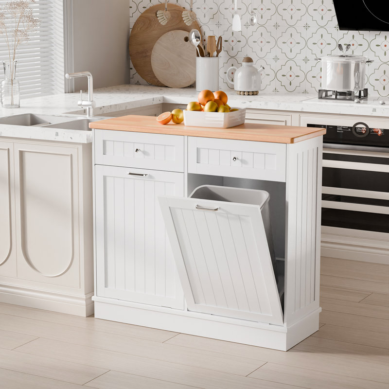 Poubelle à double inclinaison Havant 20 gallons en bois autoportante Havant, Blanc