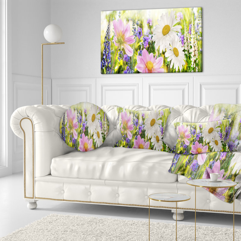 Coussin Wild Flowers Field at Sunset - Floral Printed