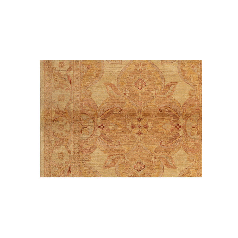 Tapis jaune / beige / rouge noué à la main de haute qualité