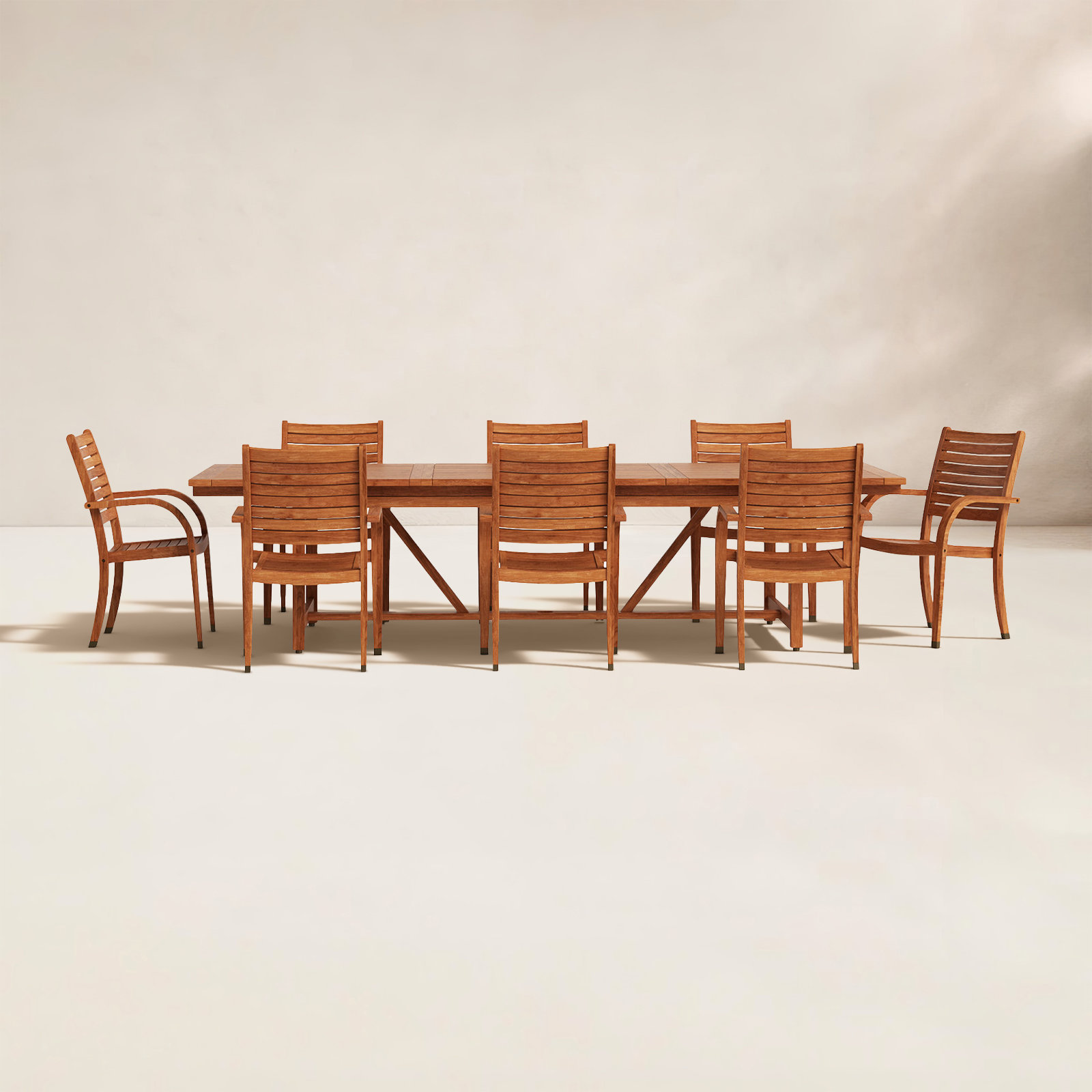 Alyisa 118" Eucalyptus Patio Dining Set, Dark Eucalyptus