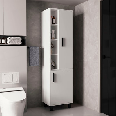 Grande armoire de rangement avec deux portes et trois tablettes ouvertes