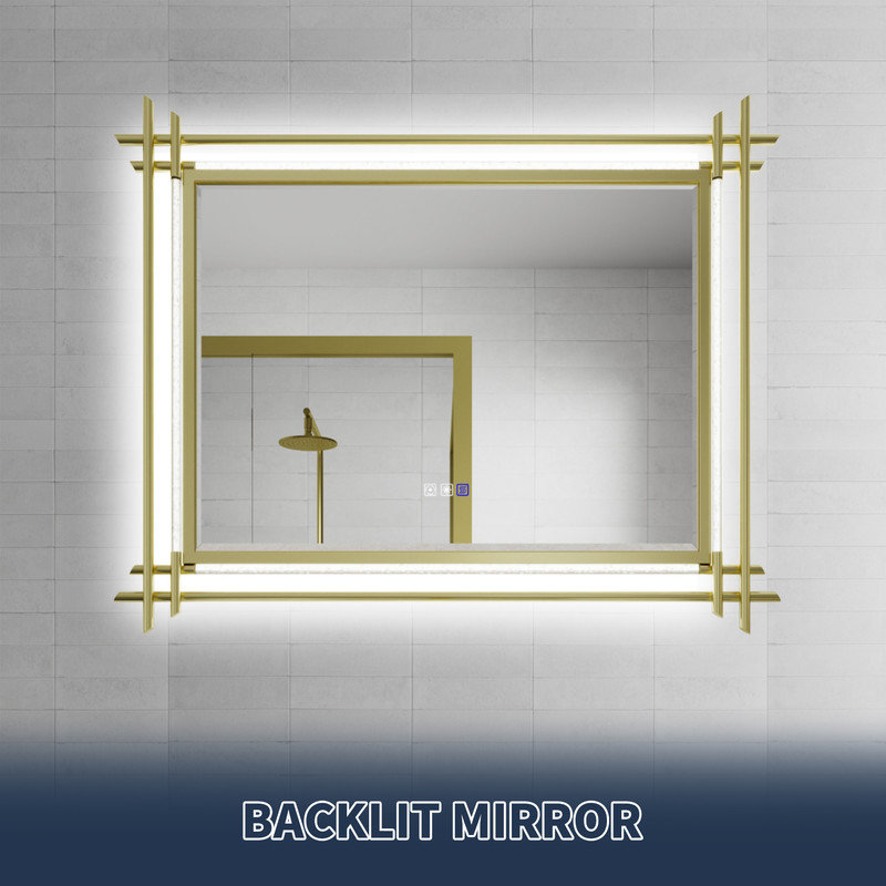 Miroir de salle de bain à DEL LumiBubbles, 36 po x 48 po, Doré