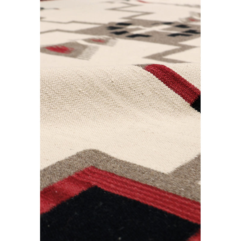 Rectangle Tuscany Southwestern Handmade Flatweave Wool Area Rug in Red/White/Brown, Rectangle 5'2" x 7"