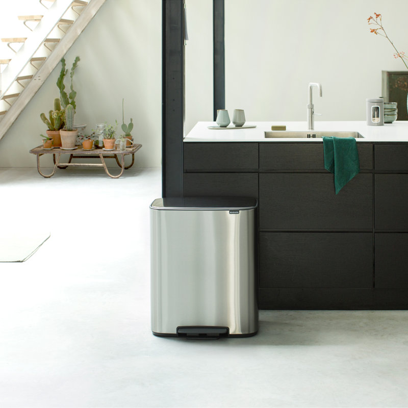 Brabantia Bo 60 Litre Pedal Bin, Matt Steel Fingerprint Proof