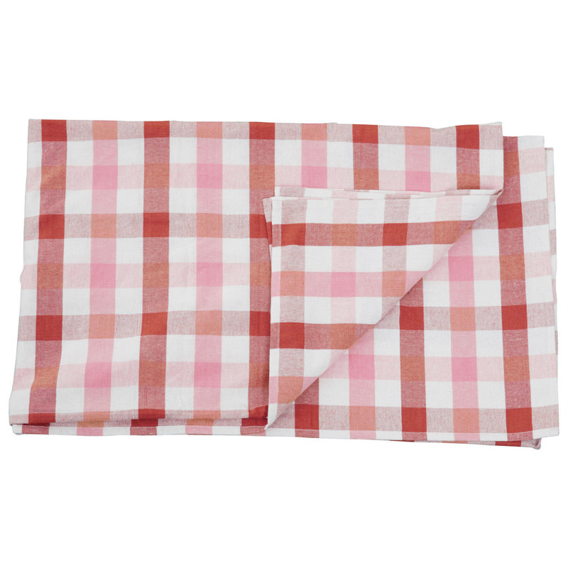 --- Rectangular Tartan Tablecloth, Pink