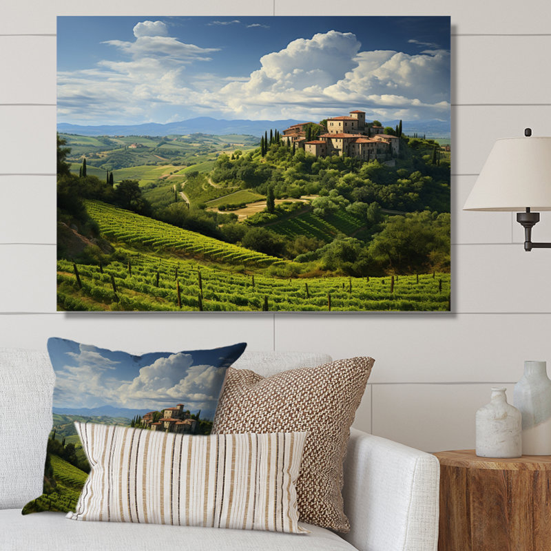 Italie, tranquillité toscane, Italie, art mural, H 16 po x l 32 po x P 1 po, Toile tendue