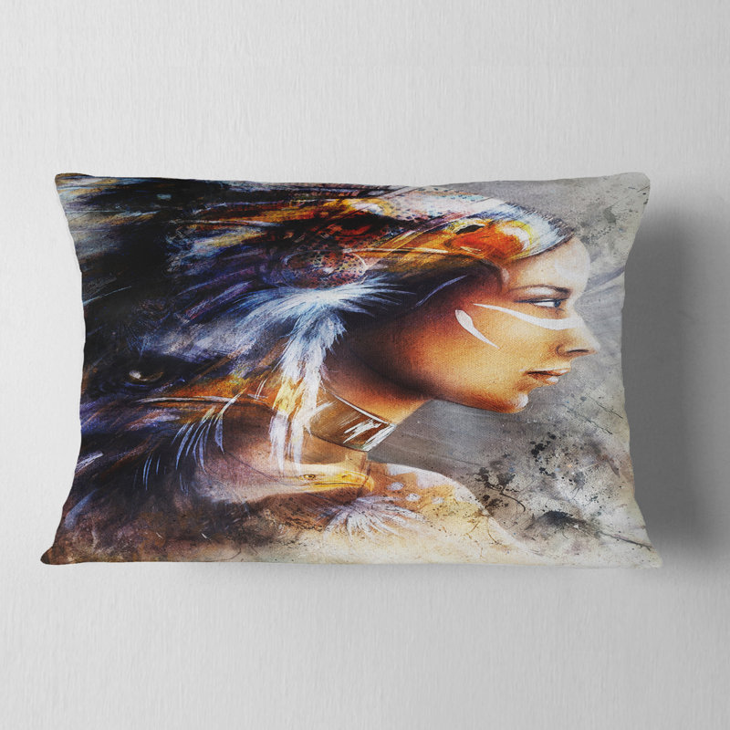 Coussin Indian Indian with Horse Eagles, Rectangulaire, 12 po x 20 po