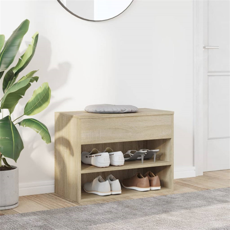 Berlon 6 Pair Shoe Storage Bench, Natural Wood