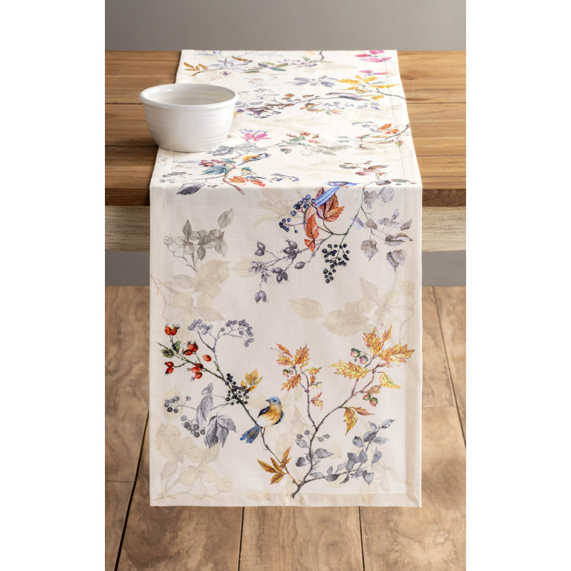 100% Cotton Christmas Table Runner, Beige, 108" x 14.5"