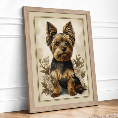 Terrier in Botanicals Vintage - Framed Print