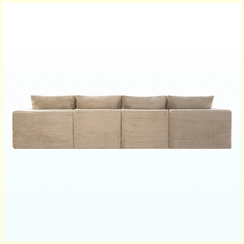 Canapé modulaire rembourré avec coussins Corduroy, Camel