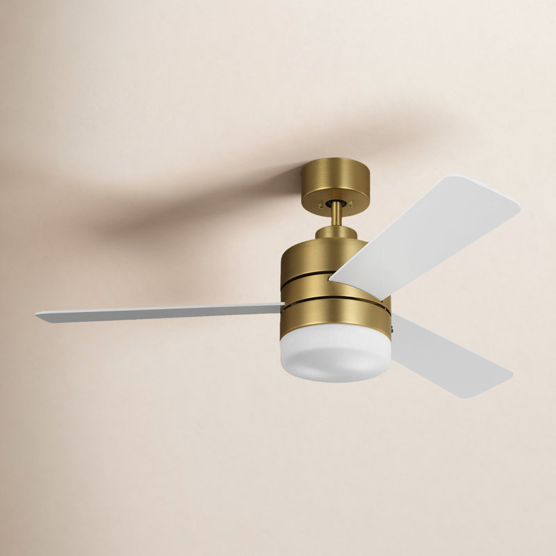 Ventilateur de plafond standard à 3 pales Adna avec commande murale et ensemble d'éclairage inclus, Blanc mat, 44"