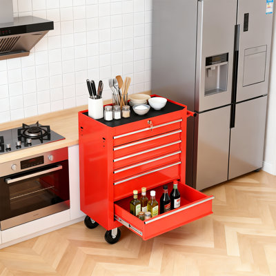 6-Drawers Rolling Tool Chest, Tool Storage Cabinet Organizer With 79Pcs Hand Tools, Toolbox With Wheels