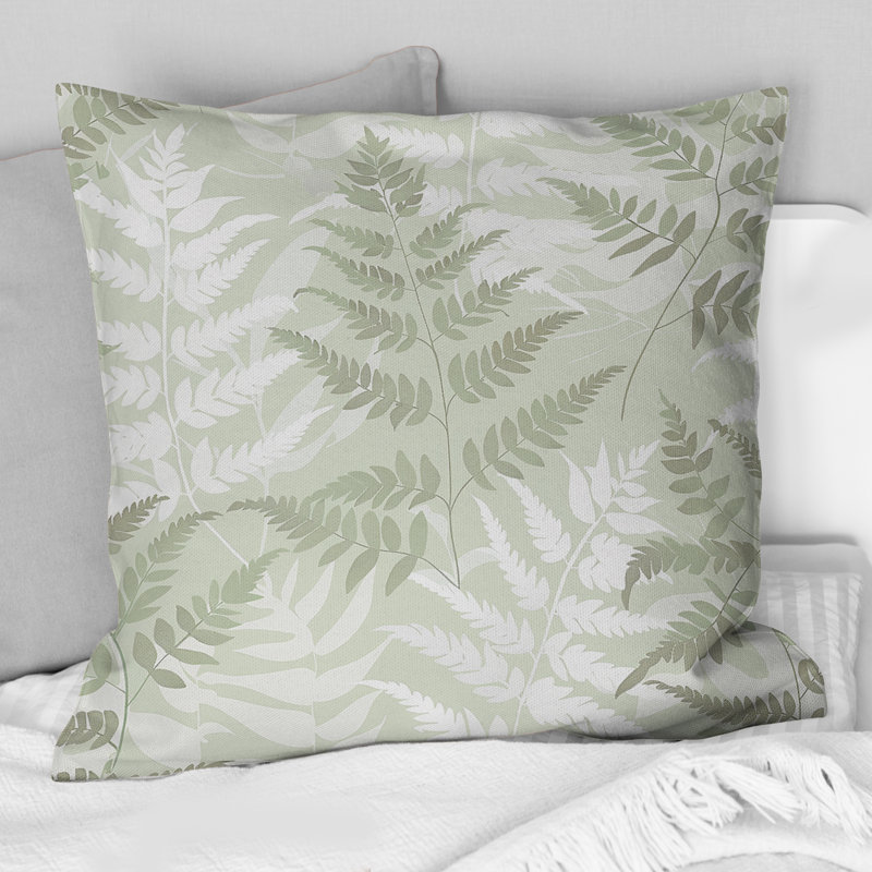 Coussin décoratif vert beige et vert Fern Harmony II - Plantes, 18" x 18"
