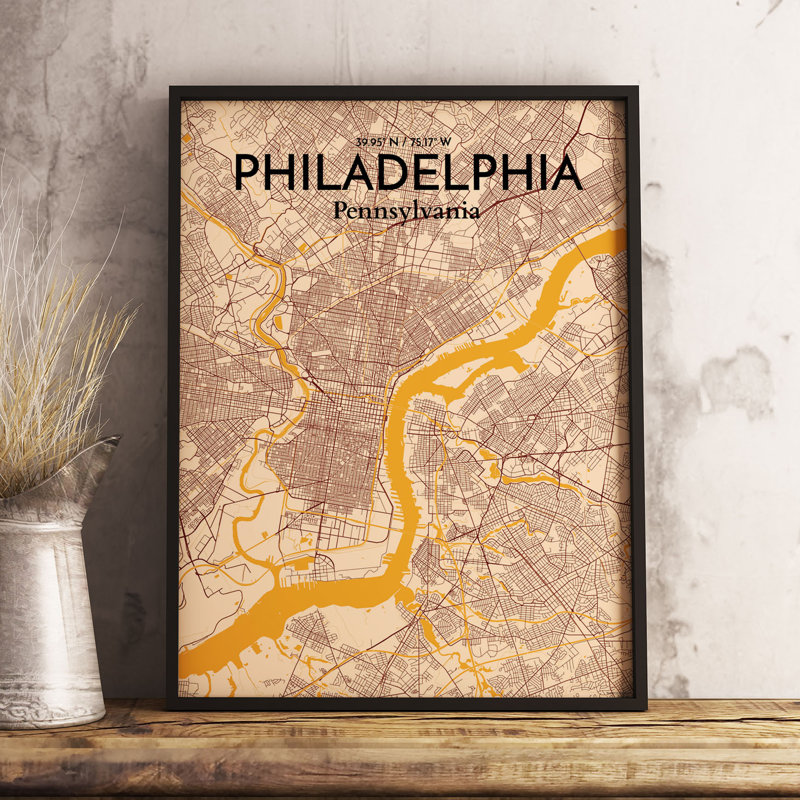Philadelphia City Map - No Frame Print, 43.2cm H x 27.9cm W x 0.13cm D