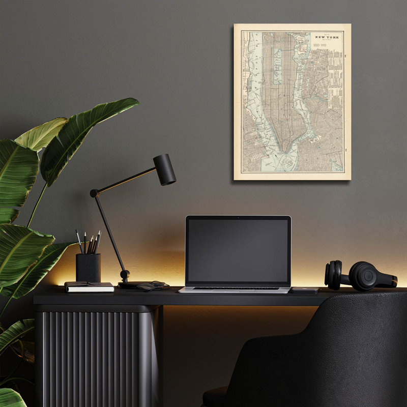  «New York City Map» par Wild Apple Portfolio, art mural en verre, 12 po x 16 po