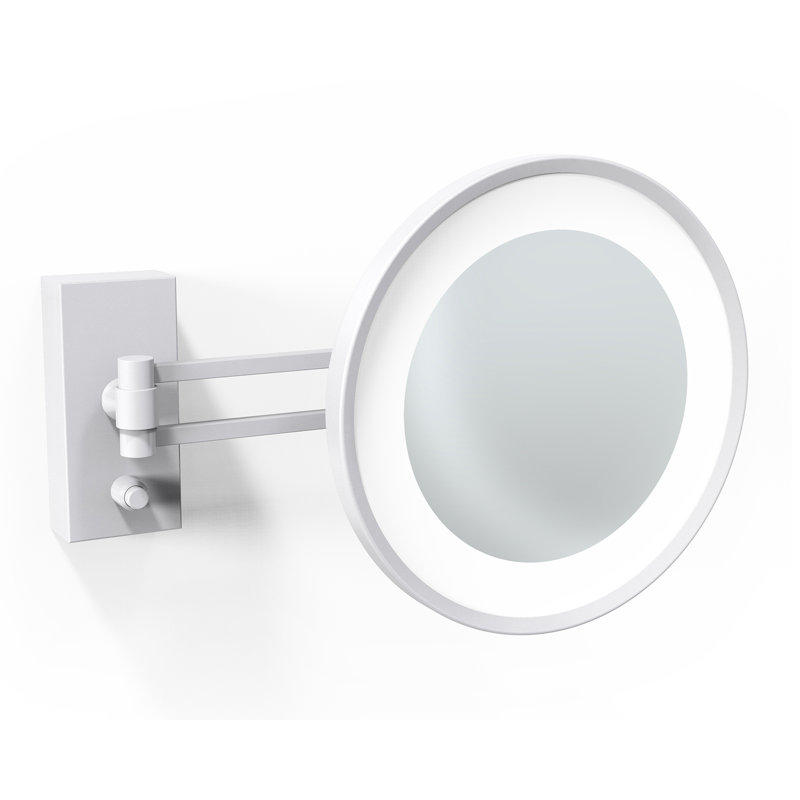 Spiegel Metal Lighted Wall Mirror, Matte White