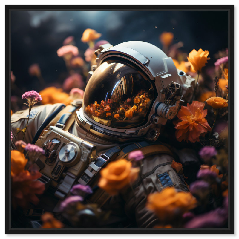 «Universal Astronaut Canvas» par Art Remedy, H 17 po x l 17 po, Cadre noir