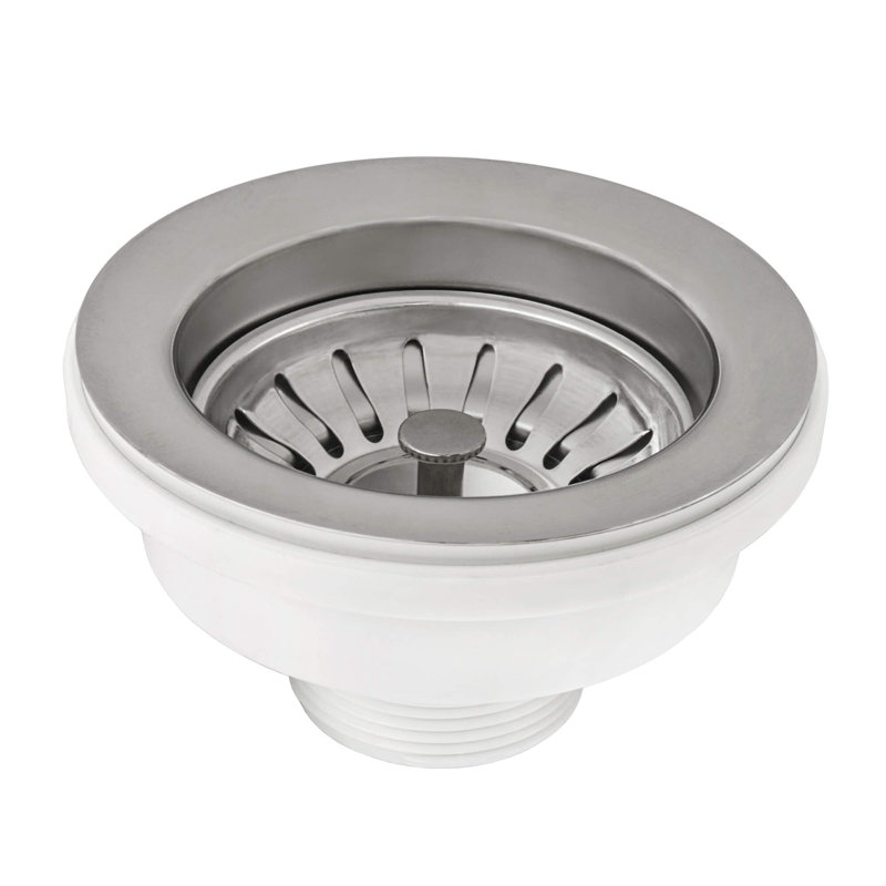 Ruvati Kitchen Sink Basket Strainer Drain Assembly, White/Gray