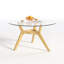 Table basse ronde avec pieds en bois massif, table en verre trempé minimaliste-633510838