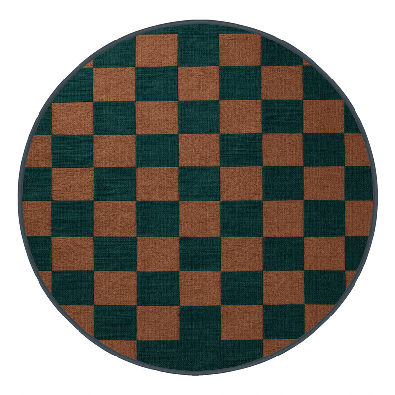 Tapis botanique brun lavable à la machine, Rond 8 pi