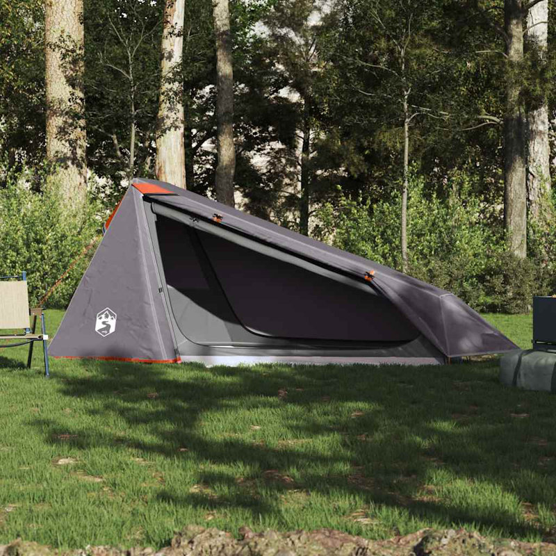 Tente de camping pour 1 personne Vidaxl - gris et orange imperméable, Gris
