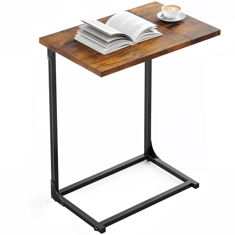 Gilsum Wood C Table End Table with Metal Base for Sofa, Bed Side