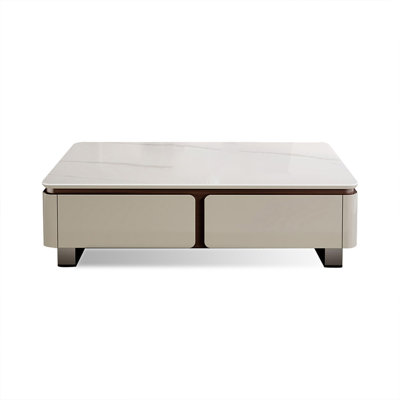 Table basse White Stone + Bois manufacturé