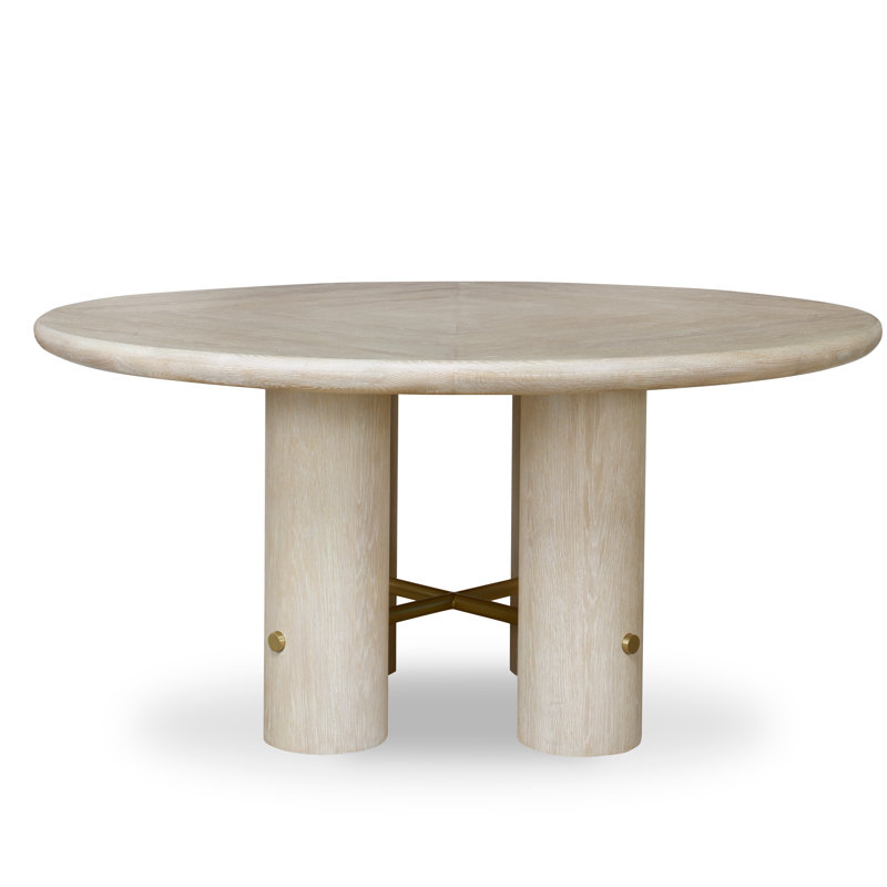 Cadence Round Solid Oak Dining Table, Sand Cerused