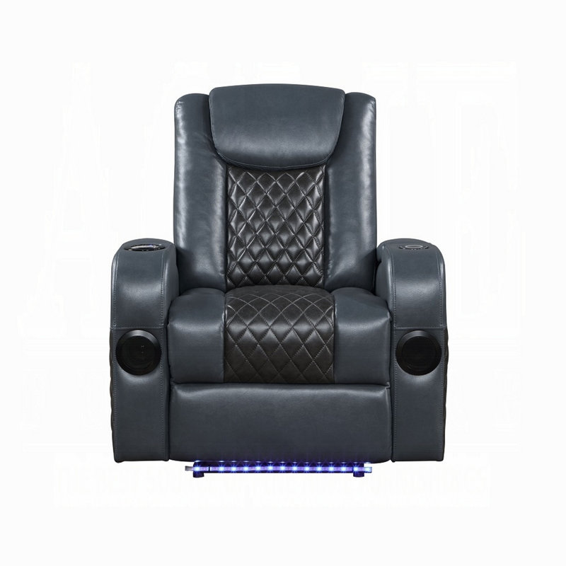 Fauteuil inclinable électrique Liza, Bluetooth, similicuir, Similicuir bleu et noir