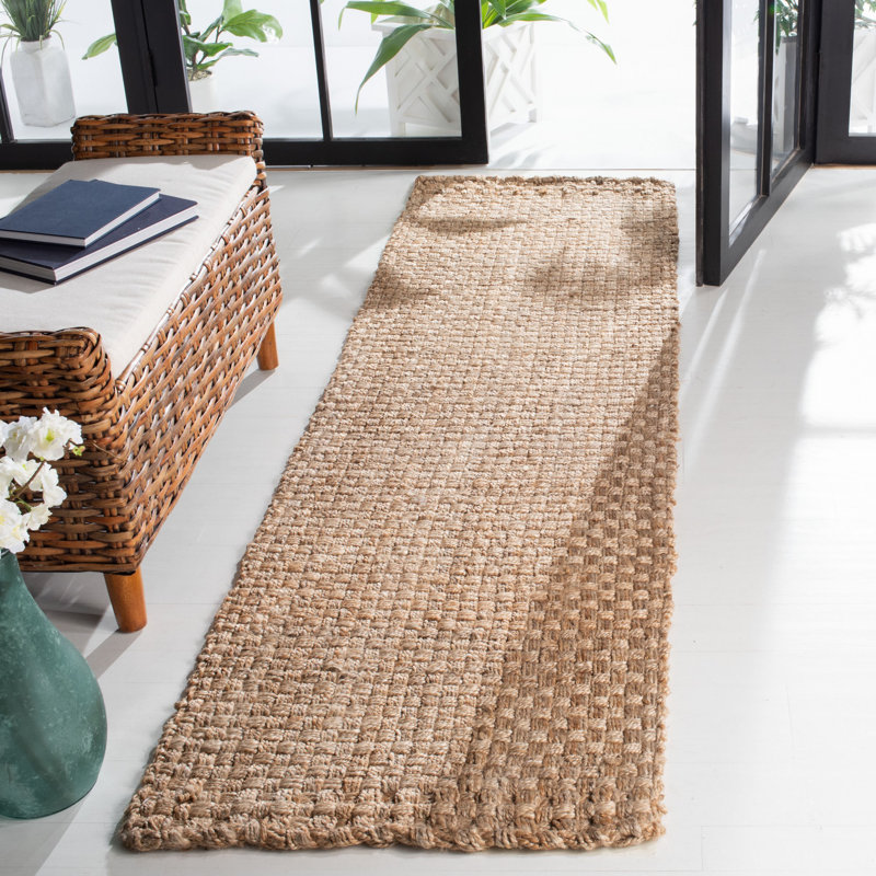 Tapis en jute tissé à la main Amontay, Tapis de couloir 2 pi 3 po x 10 pi