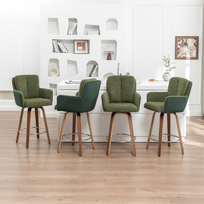 Swivel Yes Upholstered Bar Stool with Solid Wood Frame