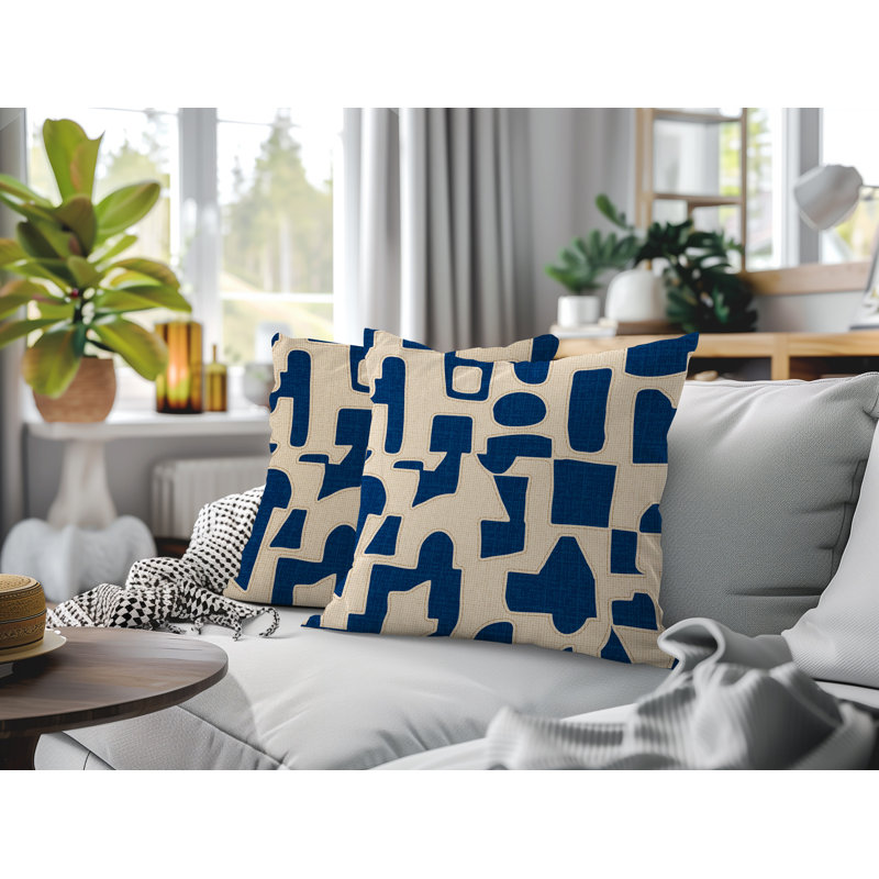 Coussin intérieur / extérieur réversible Jara, Marine, 16x16