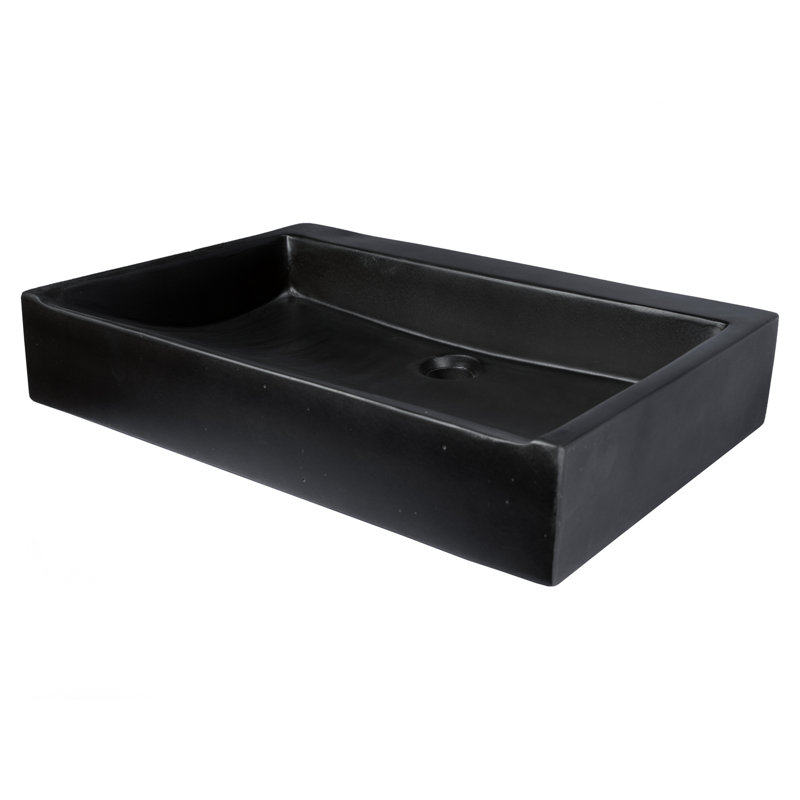 Eden Bath 15.2'' Concrete Rectangular Bathroom Sink, Black