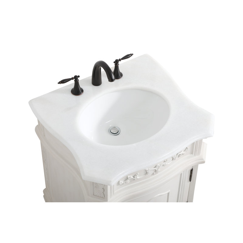 Berkshire 24'' Single Bathroom Vanity with Top, Antique White, White