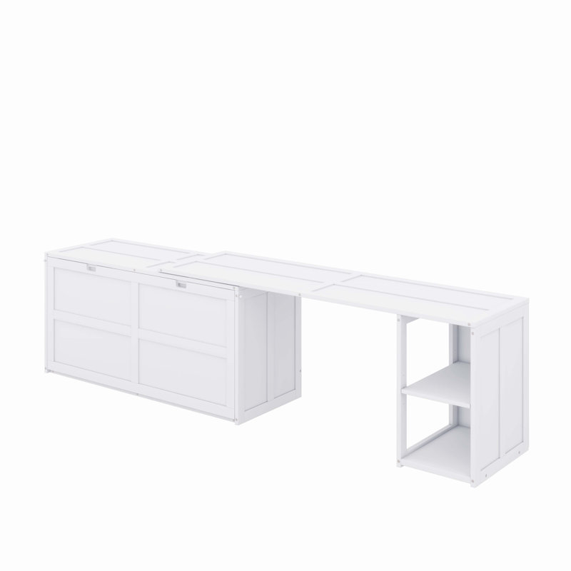 Grand lit escamotable avec rangement Malachie, Blanc