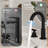 8" Widespread 3-Hole Bathroom Faucet In Matte Black, Curved Spout & 360° Swivel, Dual Lever Handles