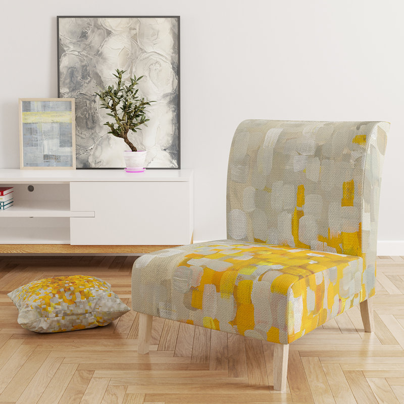 Explosion Blocks - Modern Upholstered Slipper Chair, Yellow