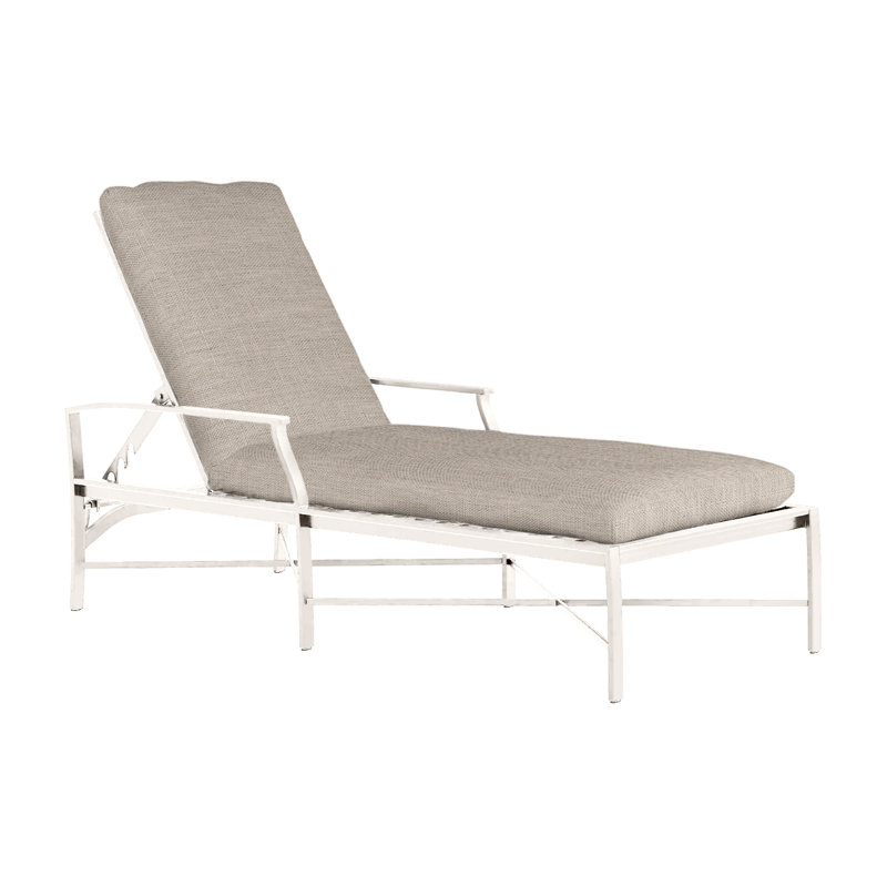 Monaco 76" Long Reclining Single Chaise with Cushions, Dove Sunbrella® Linen, No Welt, Slate Gray