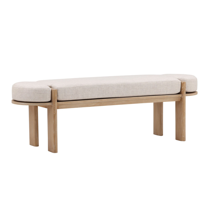 Ella Upholstered Accent Bench, Beige, Light Natural
