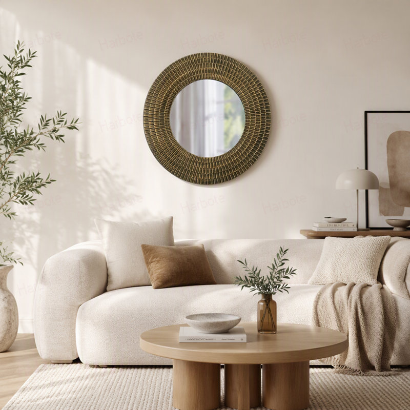 Miroir d'appoint D29.5 ", Gold/Black