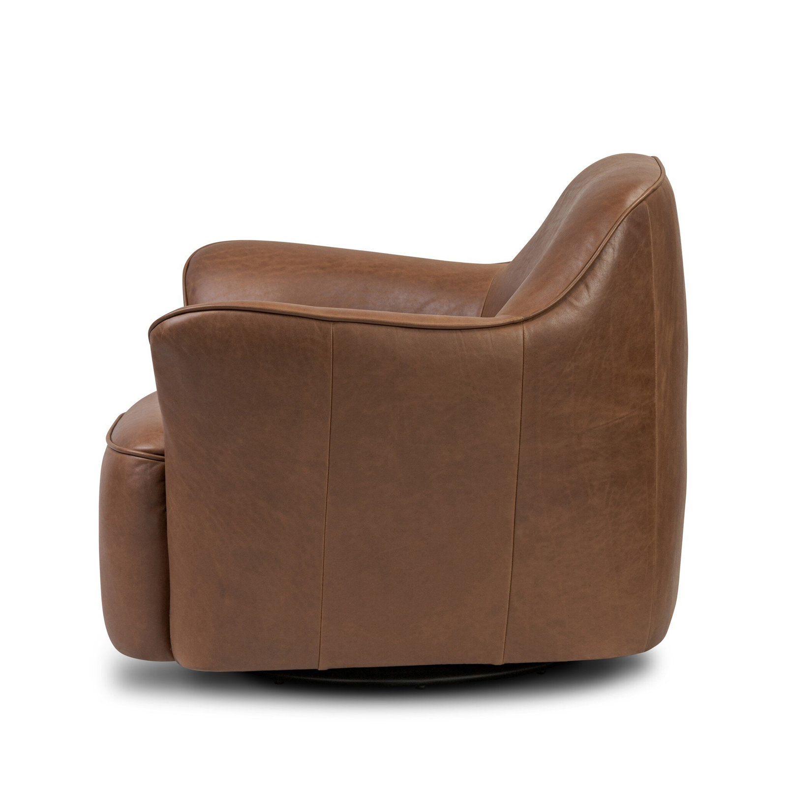 Iris Swivel Armchair, Dulane Mahogany Genuine Leather