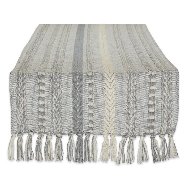 Elco Striped Table Runner, Cool Grey, 108'' x 108''